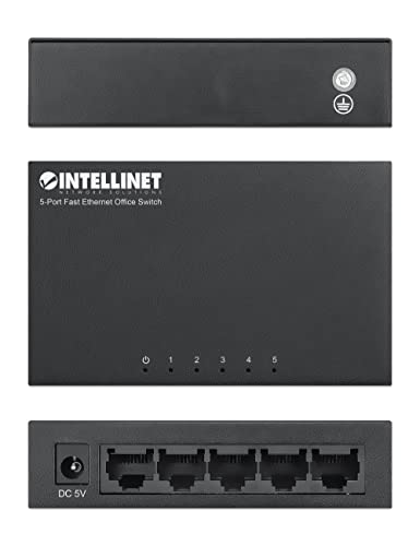Intellinet 5 -Port Fast Ethernet מתג - Splitter Ethernet - לא מנוהל | Plug & Plug | דיור מתכת עמיד